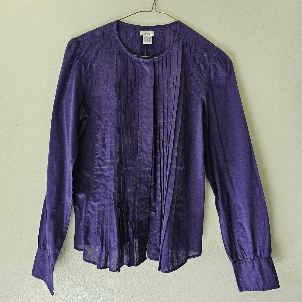 Odille 100% Cotton Button Down Pleated Blouse Size 6